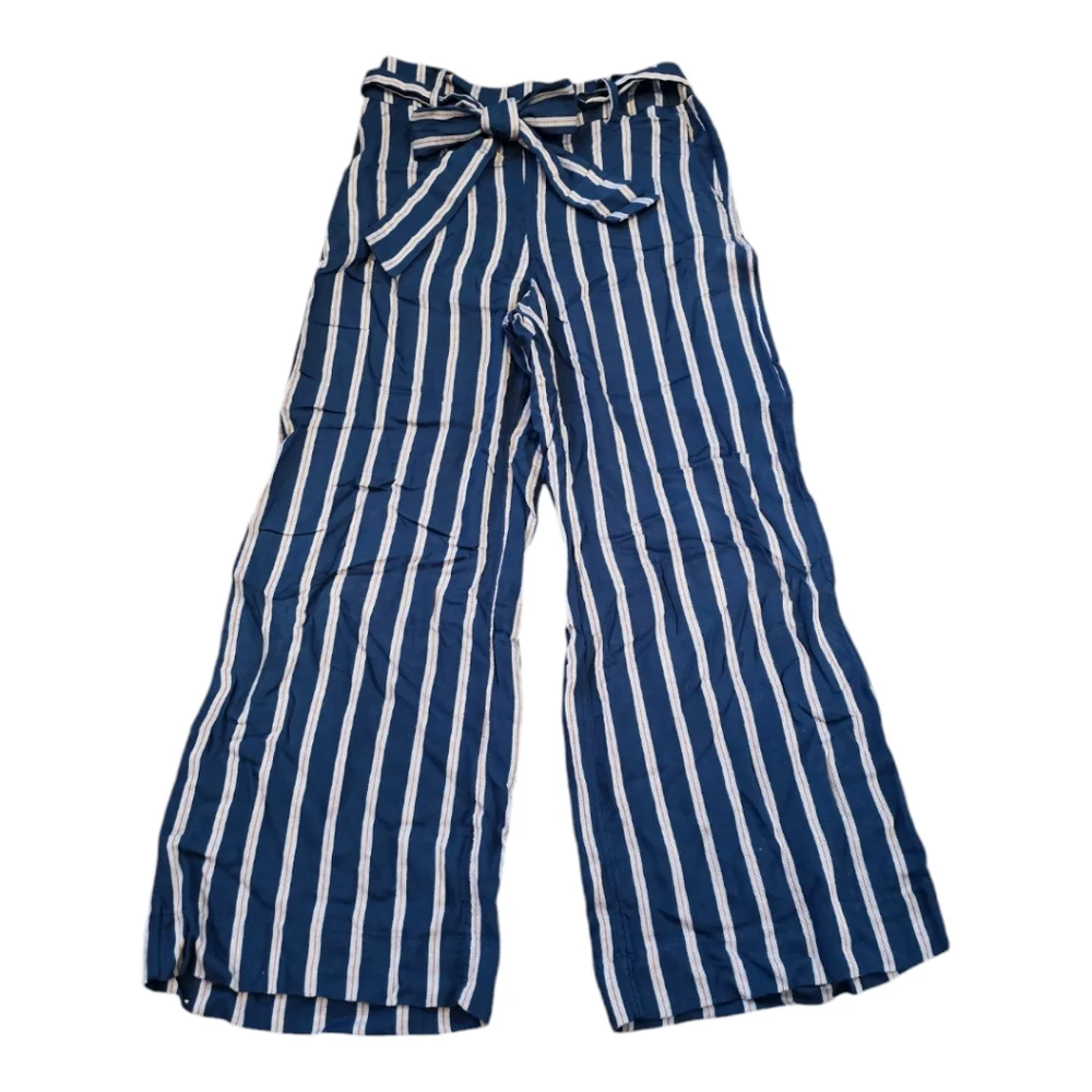 Banana Republic blue White and Red Striped‎ Gaucho Wide Leg Cropped Pants Size 6